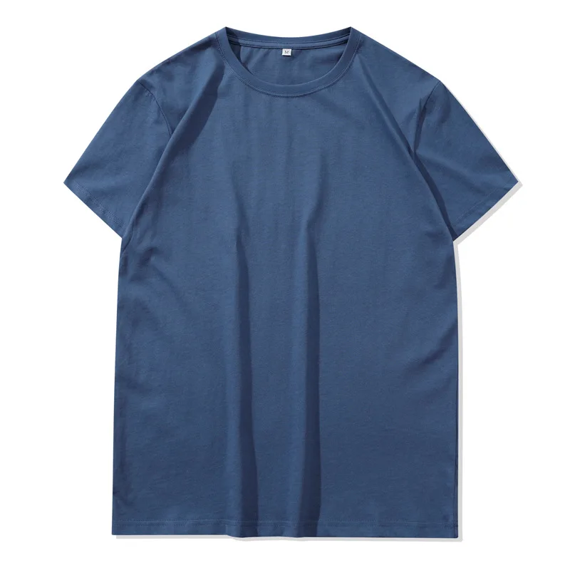 2021 new Short-sleeved 180G pure cotton t shirt stock loose solid color half-sleeved bottoming mens t shirts cotton