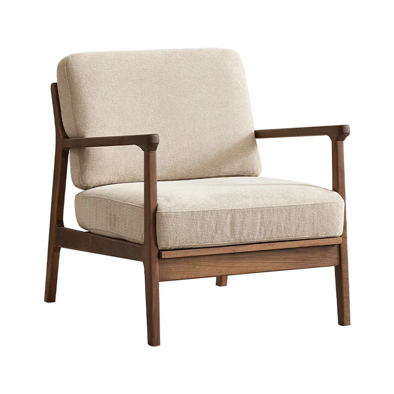 North America Brown Walnut Japanese Style Living Room Furniture Modern Solid Walnut Wooden Sofa