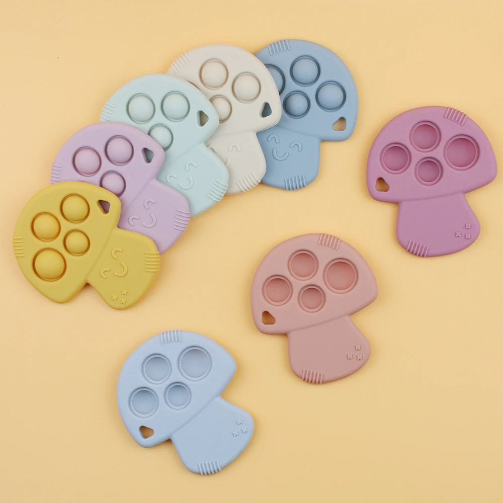 Custom Wholesale Manufacturer Silicone Lovely Kids Teething Toys Silicon Baby Pop Mushroom Teether Toys