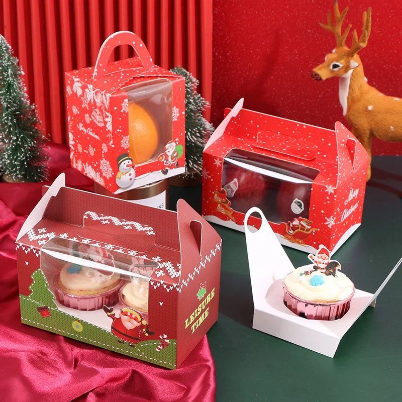Christmas portable Cupcake Box Muffin Cup Packing Box Christmas Eve Apple Gift box wholesale