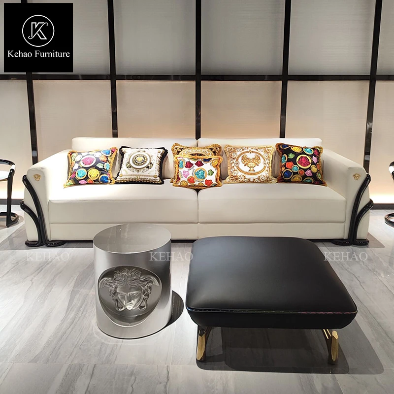 Versaces design sofa set furniture living room modern luxury white leather couch sofas for home luxury italian sofa sets