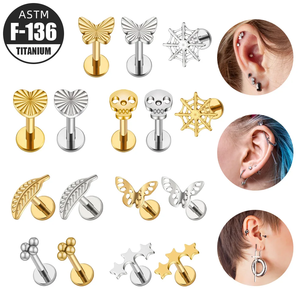Right Grand G23 Ti6AL4VELi ASTM F136 Material Certificate Titanium Fashion Jewelry Body Piercing Jewelry Ear Labret Ring