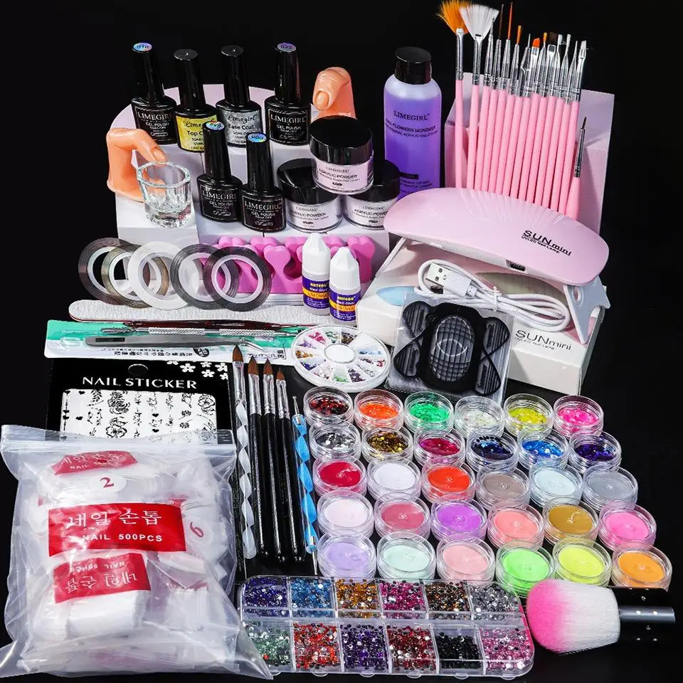 Gel Nail Polish Kit with UV Light, Acrylic Nail Powder Set,30 Colors Acrylic Powder and Liquid Kit Manicure Tools Gel Nail Kit