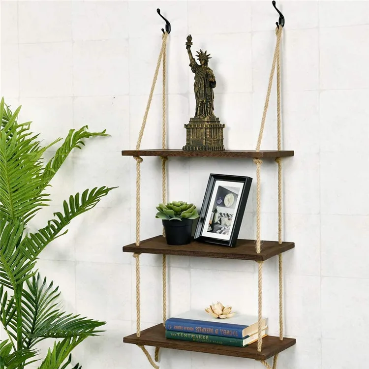 Multifunctional Storage Rack Wall Mounted Floating Wall Rope Shelves For Living Room