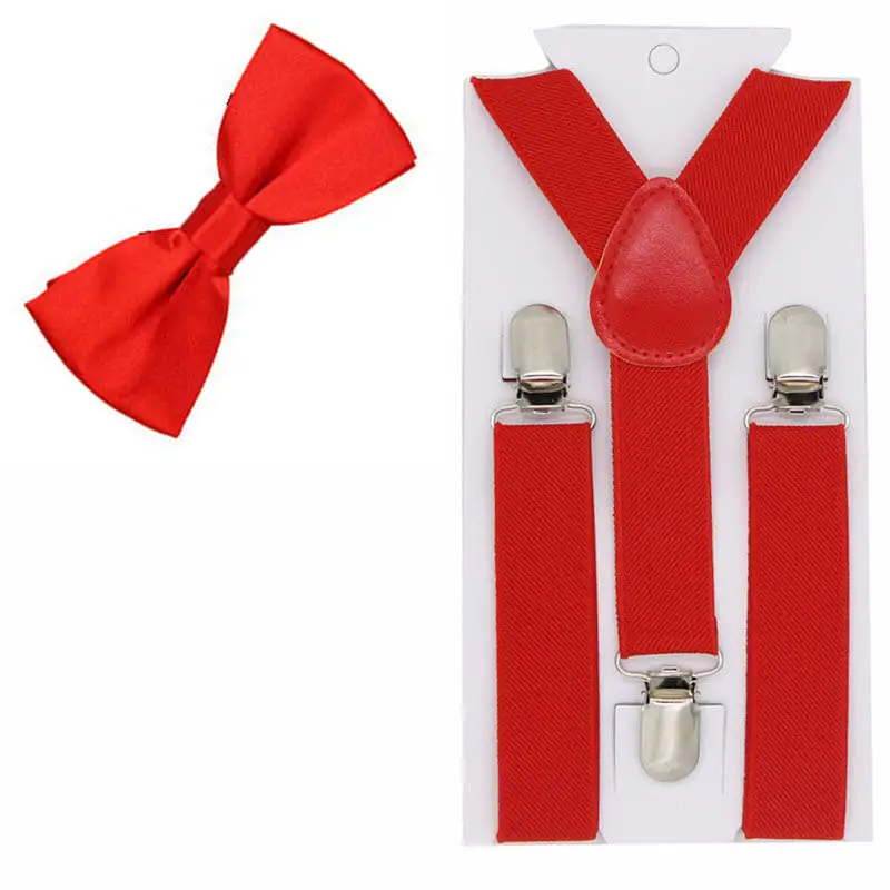 Baby Suspenders Bow Ties Set Boys Girls Elastic Clip On Braces Adjustable