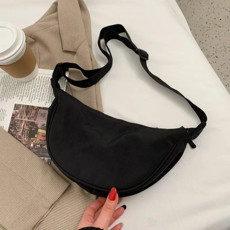 Slung Nylon Dumpling Bag Simple Joker Small Satchel Female Portable Shoulder Canvas Bag Underarm Bag