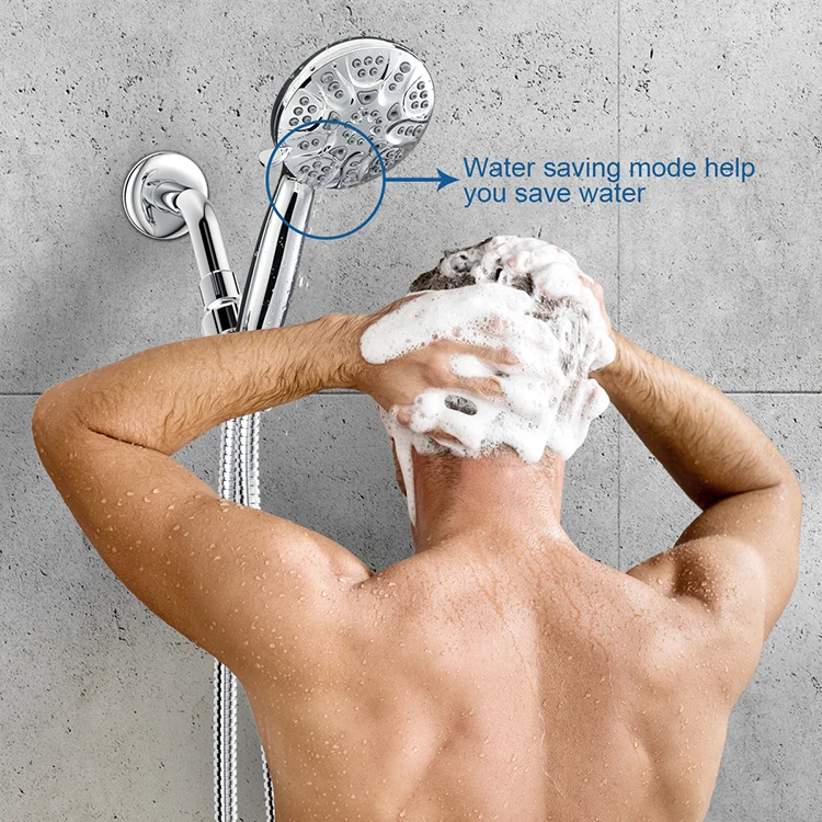 Hot Selling Wholesale Bathroom Plastic Chrome 6 Function Rain Hand Shower Set with Hose Shower Head