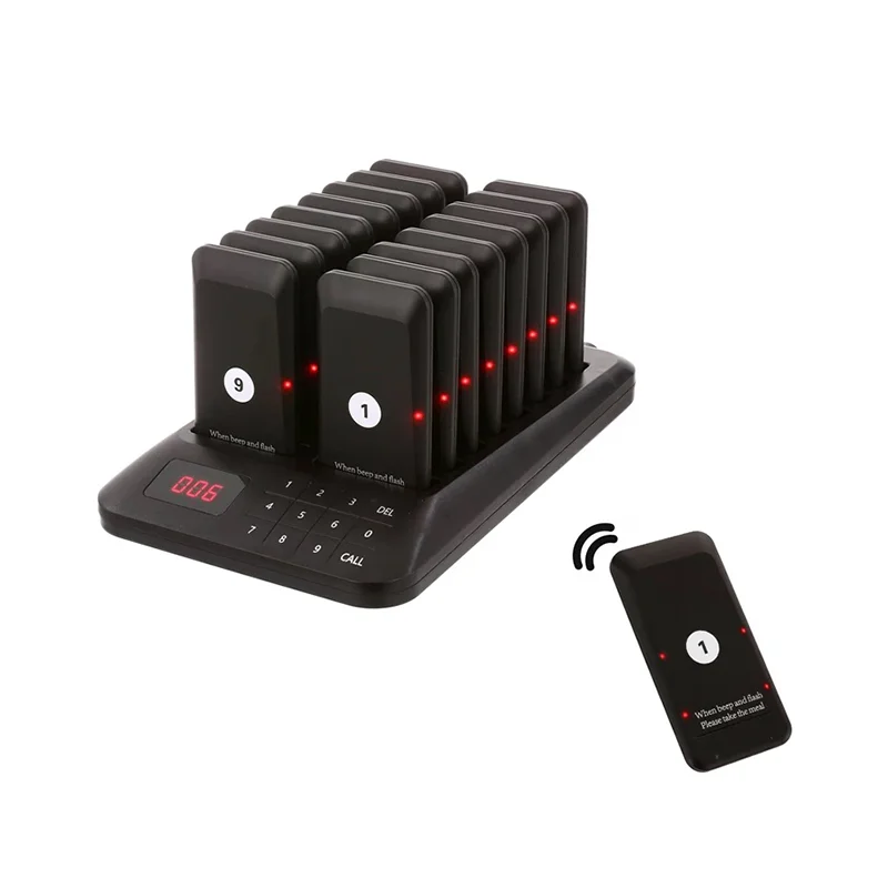 JT-911S Restaurant 16Pcs Pager Buzzer Wireless Calling System Restaurant For Coffee Food Court Church Nurse Clinic Queue System