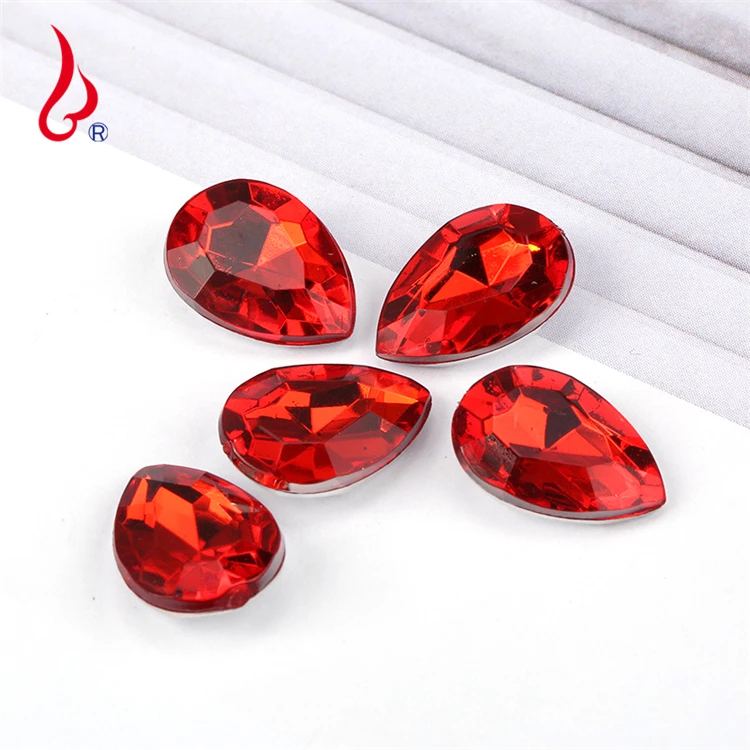 Lan Guang Hot Sale 8*13mm 2000pcs/bag Loose Pointed Back Acrylic Crystal Rhinestone Teardrop Crystal Beads For Jewelry Making