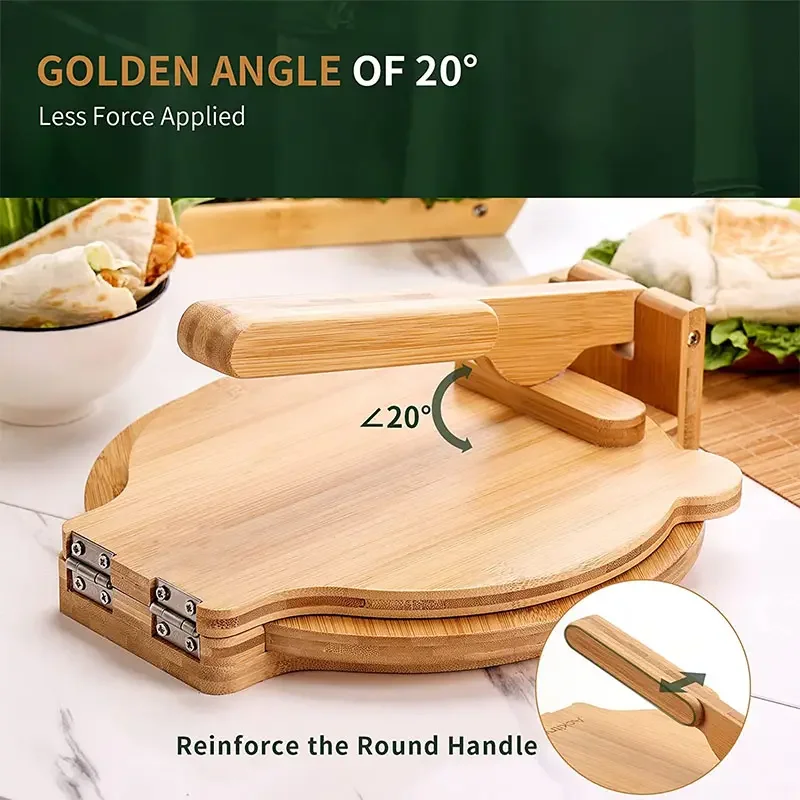 Bamboo kitchen cake press simple wind household manual wood dumpling wrapper tortilla press pizza press and Tortilla Maker