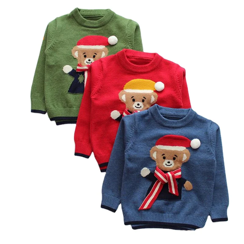 Winter boy sweater christmas , kids intarsia long sleeve angora knit pullover sweater