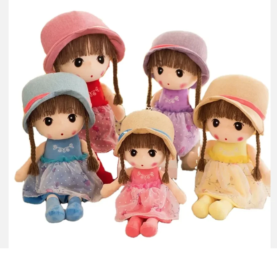 Factory Sale 45cm Cozy Cuddle Soft Baby Fairy Rag Doll Plush Stuffed Toy with Hat Skirt Baby Girls Sleeping Pillow