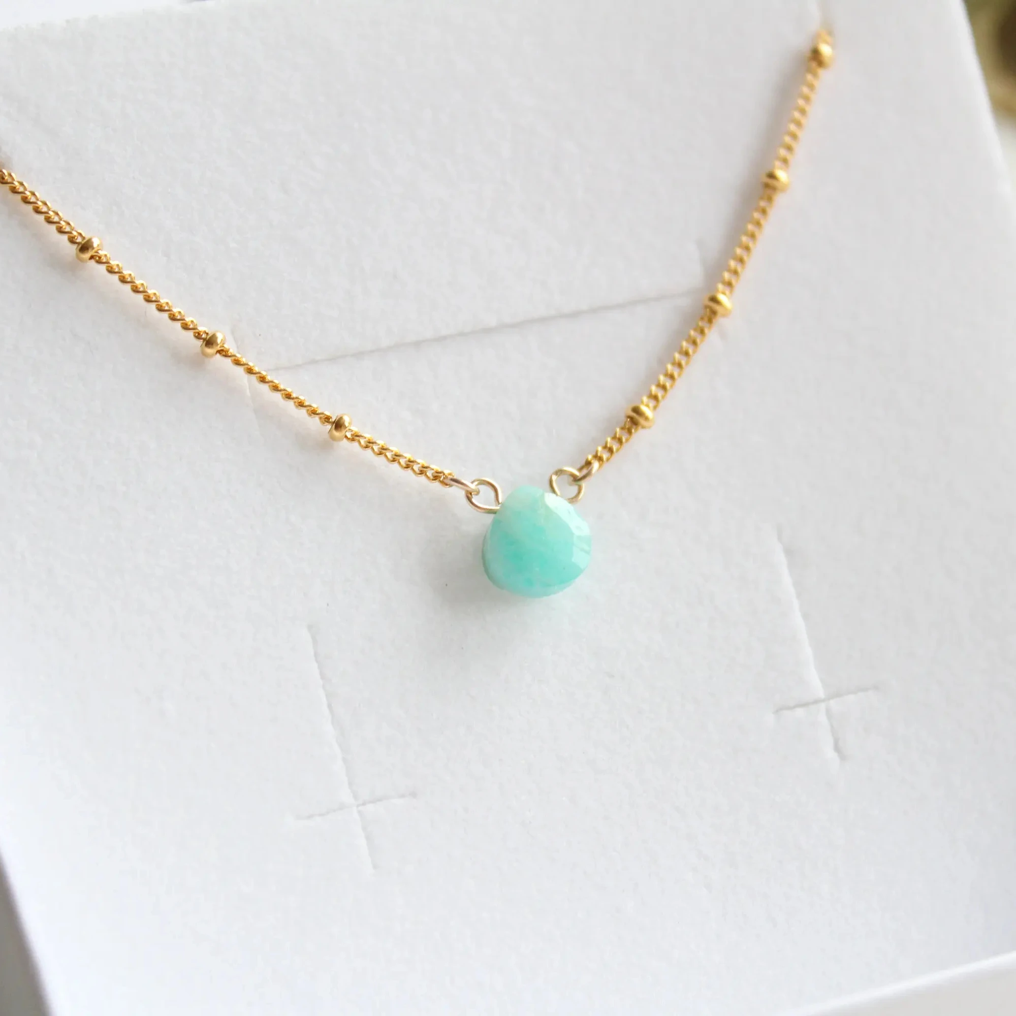 Custom Gemstone Turquoise Birthstone Necklace Personalized 14 K gold filled satellite chain Necklace Jewelry Gift