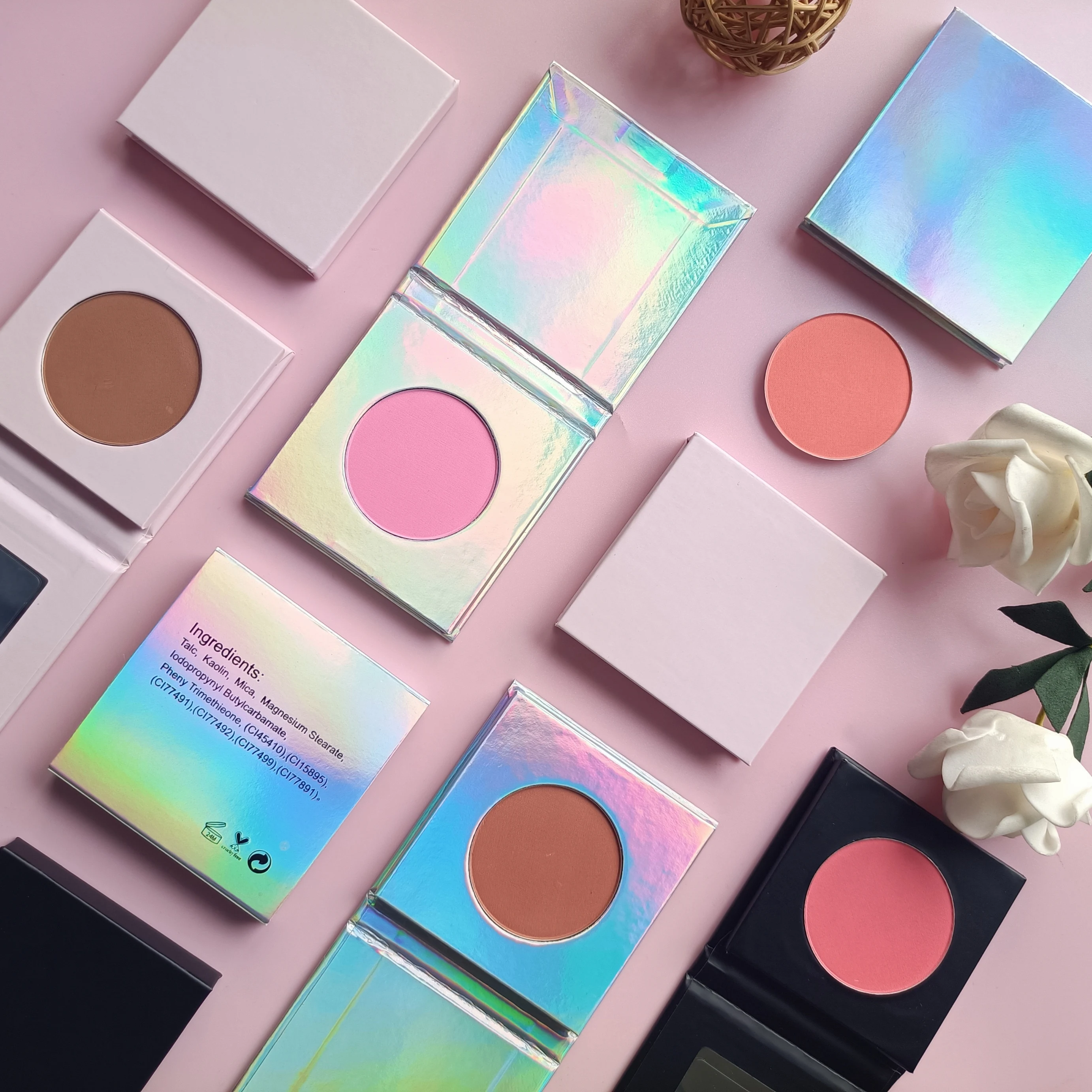 Custom Logo Cheek Make Up Vegan Multi-Colors Single Blush Compact Contour Shimmer Blusher High Pigment Pressed Powder Blush