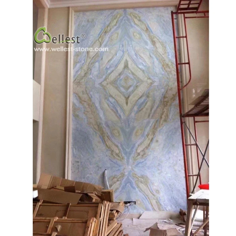 China fantasy blue and purple onyx marble wall art marble purple tile for high-end family project