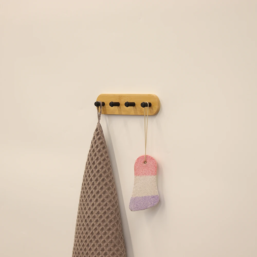 Wall Hook Bamboo And Aluminum Coat And Hat Rack Entryway Hanging Organizer For Clothing