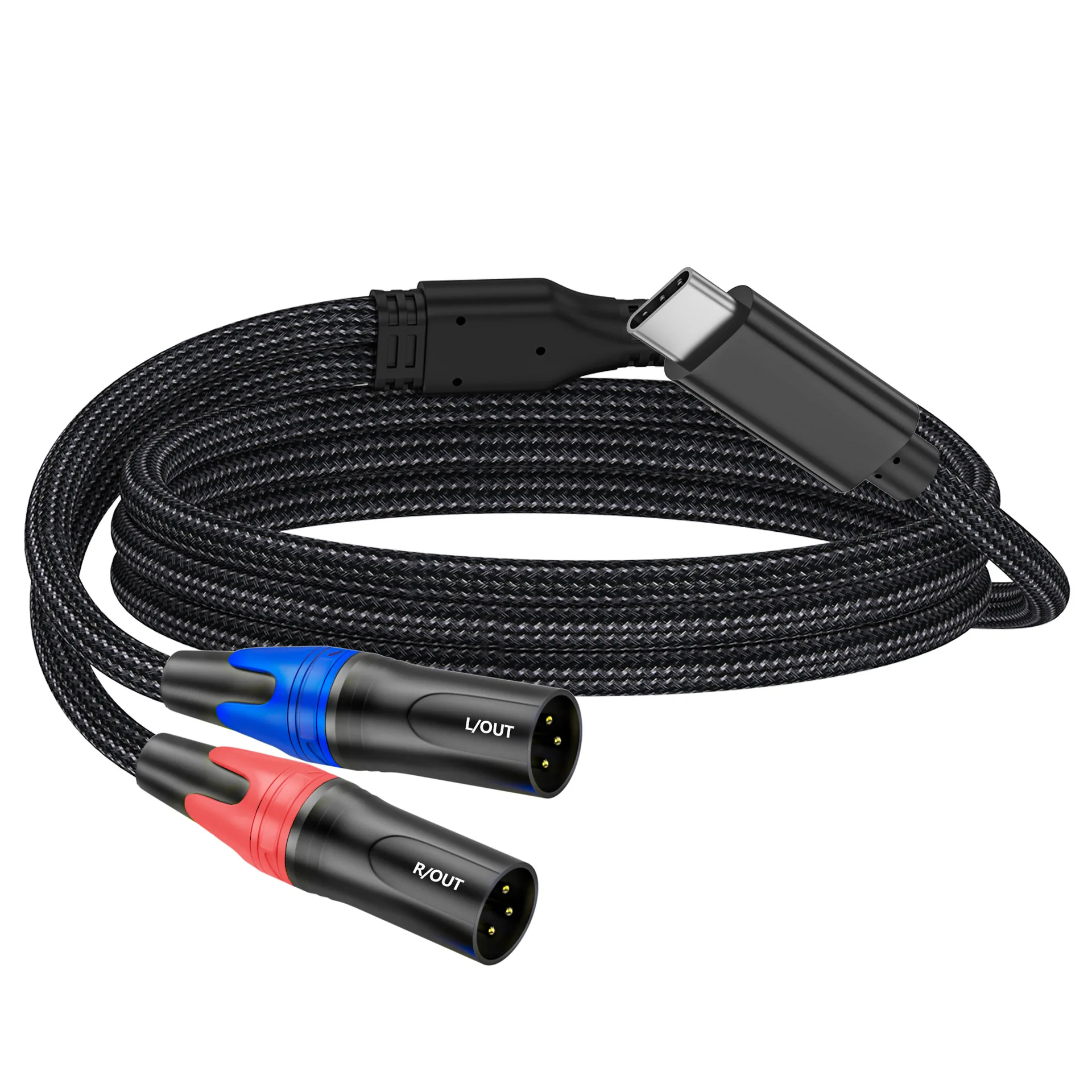 USB C to Dual XLR Audio Cable USB Type C to XLR Male Output Stereo Cord Converter Adapter for Amplifier Speaker, Mixer Console