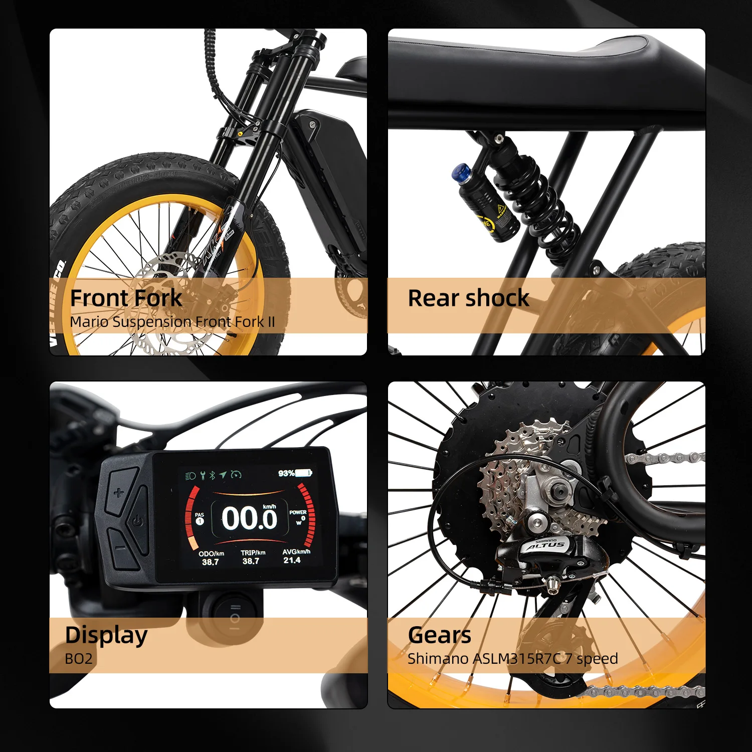 W Retro City Road Fat Tire Electric Bicycle Bike 48v 1000W Full Suspension Electric Cycle