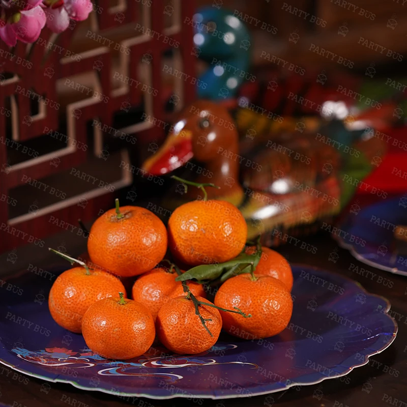 Partybus Traditional Chinese Style Dark Blue Paper Cups Plates Disposable Wedding Dinner Party Tableware Set