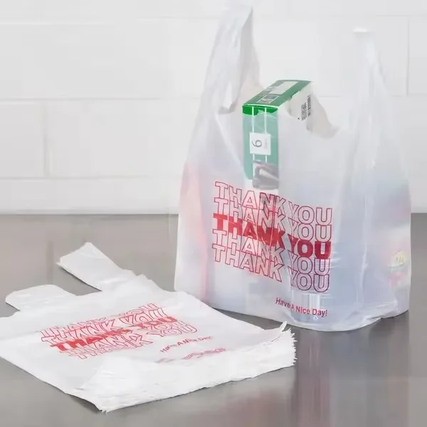 HDPE спасибо сумки для покупок супермаркет продуктовый шоппинг жилет с ручкой футболка пластиковый пакет по индивидуальному заказу