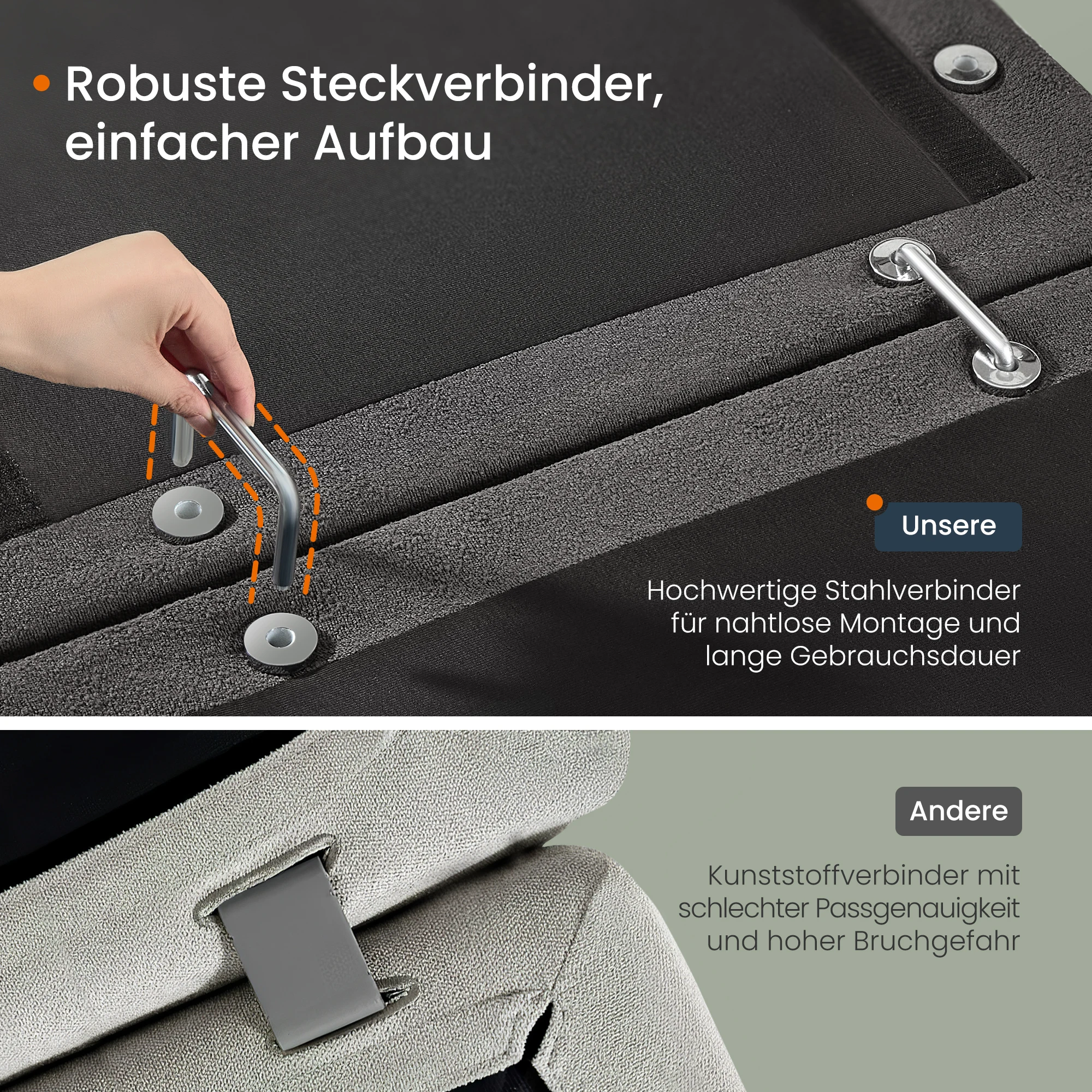 VASAGLE 5 Seat Sectional Sofa Set U Shaped Couch Upholstery Fabric Classic Sofa Multi-function Home Living Room Furniture