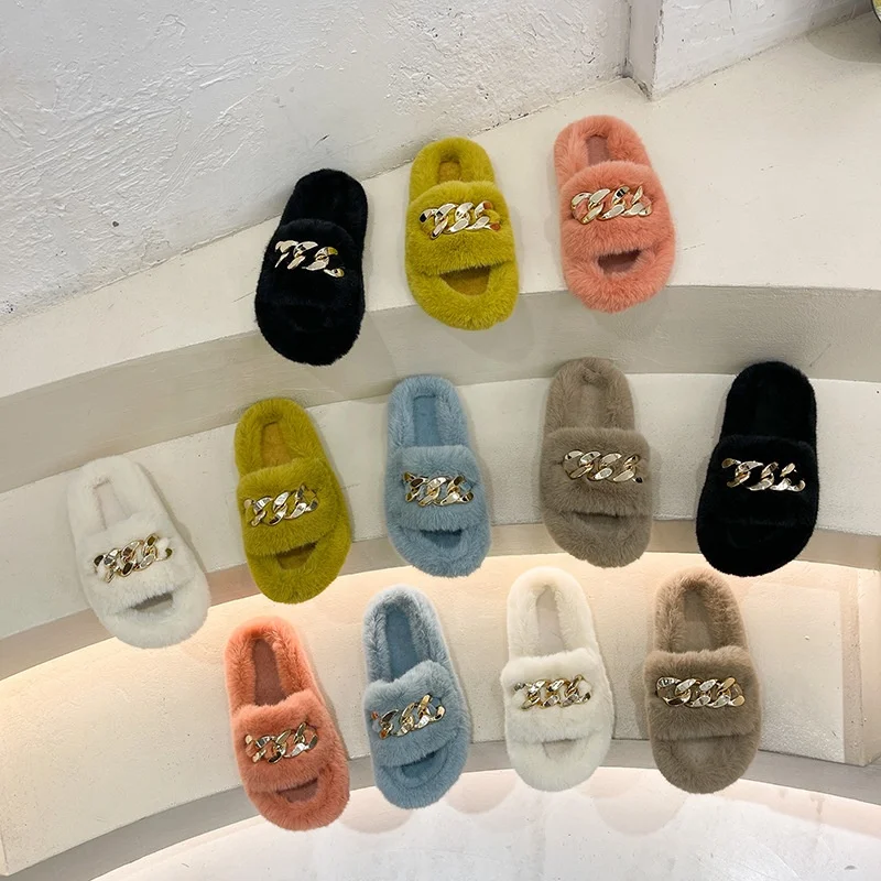 
Korea style designer women slippers outdoor faux slippers for women home chain slippers for women 