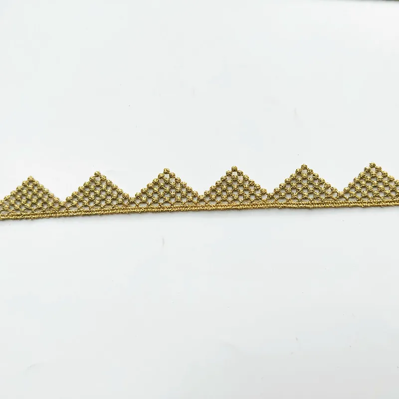 Hot Selling Classic Gold Lace Trim Precious Pure Garment Decorative Fabric 2cm Chemical Polyester Lace Trim