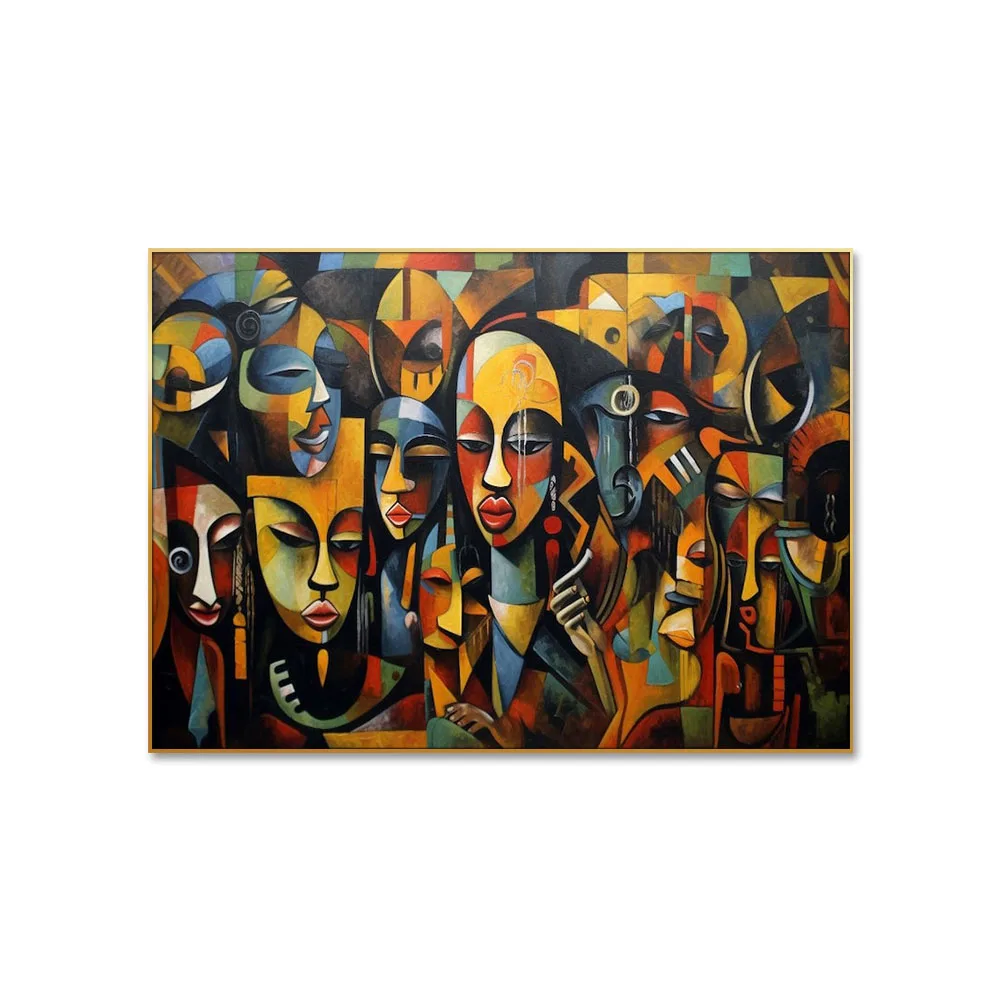 Huamiao Wholesale Wall Picture African Wall Art Abstract Portrait Handpainted Oil Painting Hand