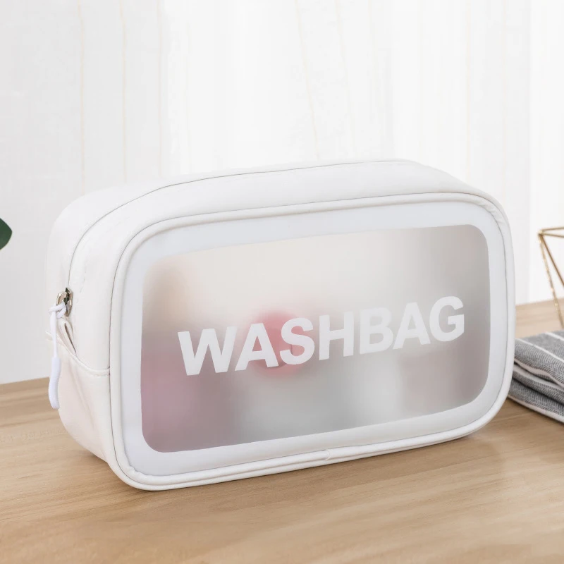 
woman waterproof cosmetic bag pvc transparent makeup bag leather wash bag for travel 