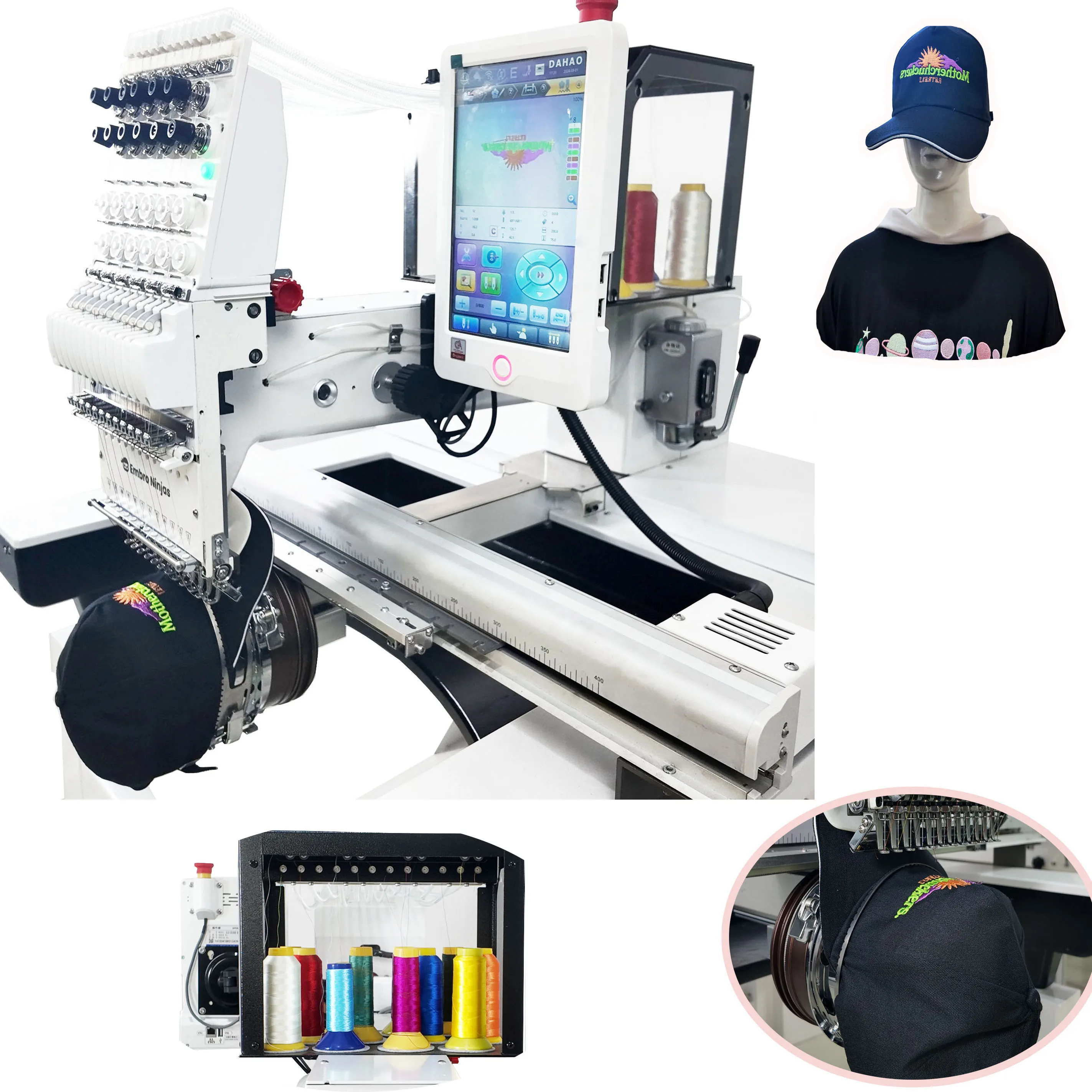 Embro Ninjas Dahao Chenille с одной головкой, автоматическая компьютеризированная вышивальная машина, используемый скоростной двигатель, Рабочий стол для домашнего использования