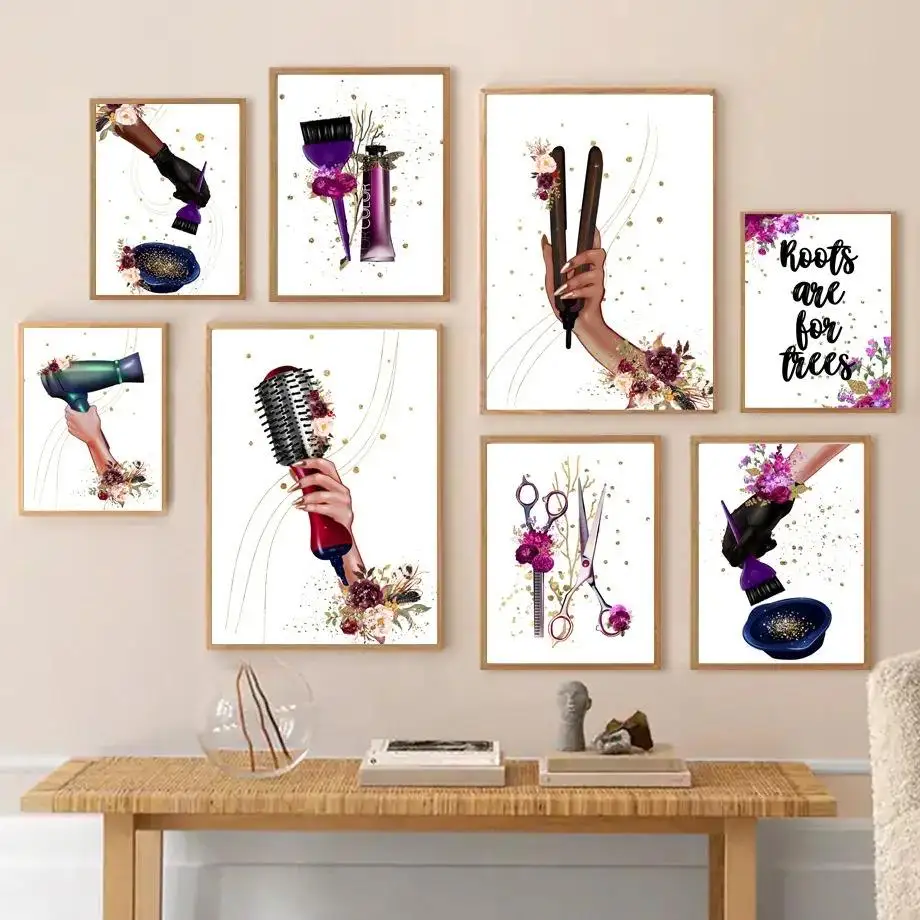 hair salon wall art Hairdresser Beautician Nail Wall Art Canvas Painting  Wall Pictures For Beauty Salon Decor