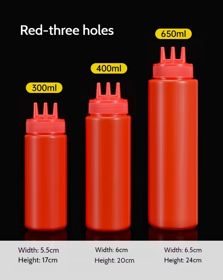 360ML Food Grade BPA-Free Refillable PET BBQ Chill Ketchup Sauce Dispensing Bottle with 360ML Nozzle Hotel & Restaurant Supplies