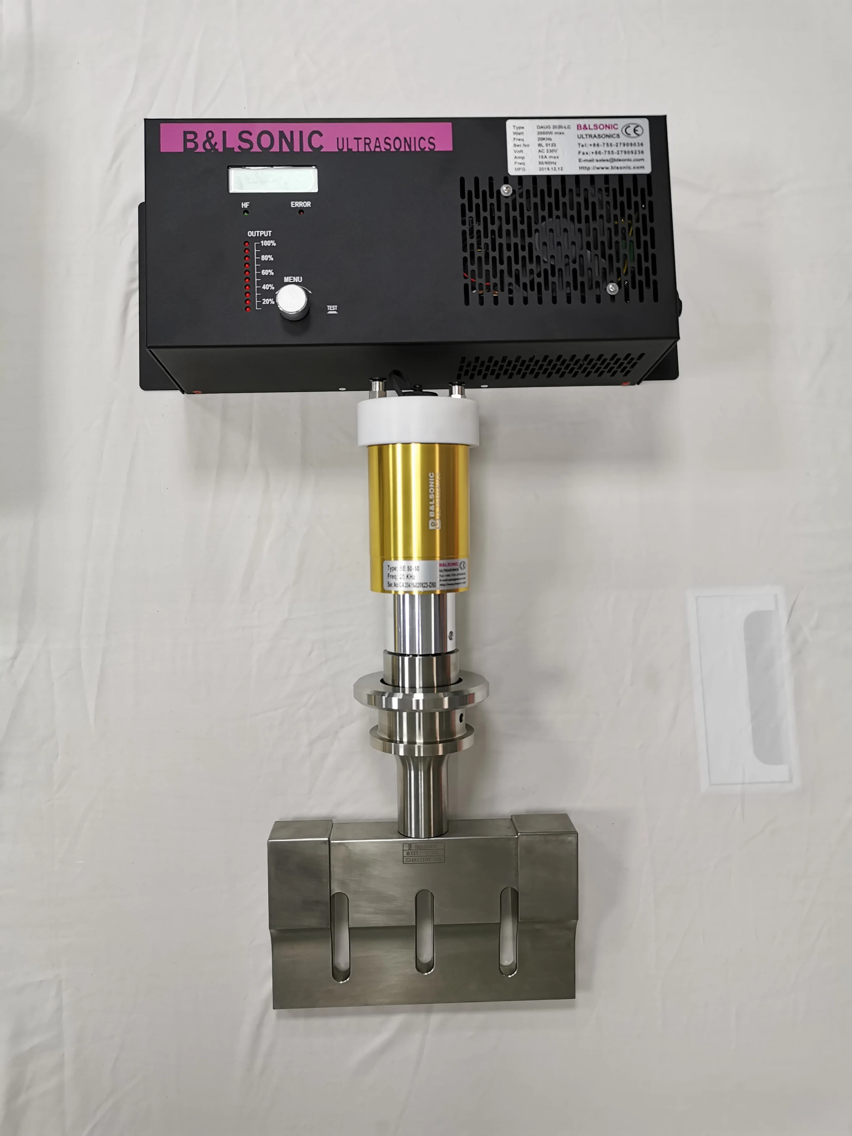 20KHz 2000W Ultrasonic Welding Machine Ultrasonic Generator Transducer Horn welding area 110*20mm