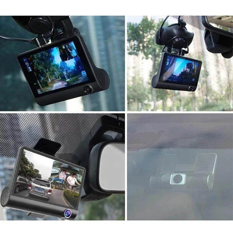 Loop Recording 1080P HD 3 Lens 4.0 INCH IPS Car DVR Camera Wifi Front and Rear Dash Camera with Touch Screen