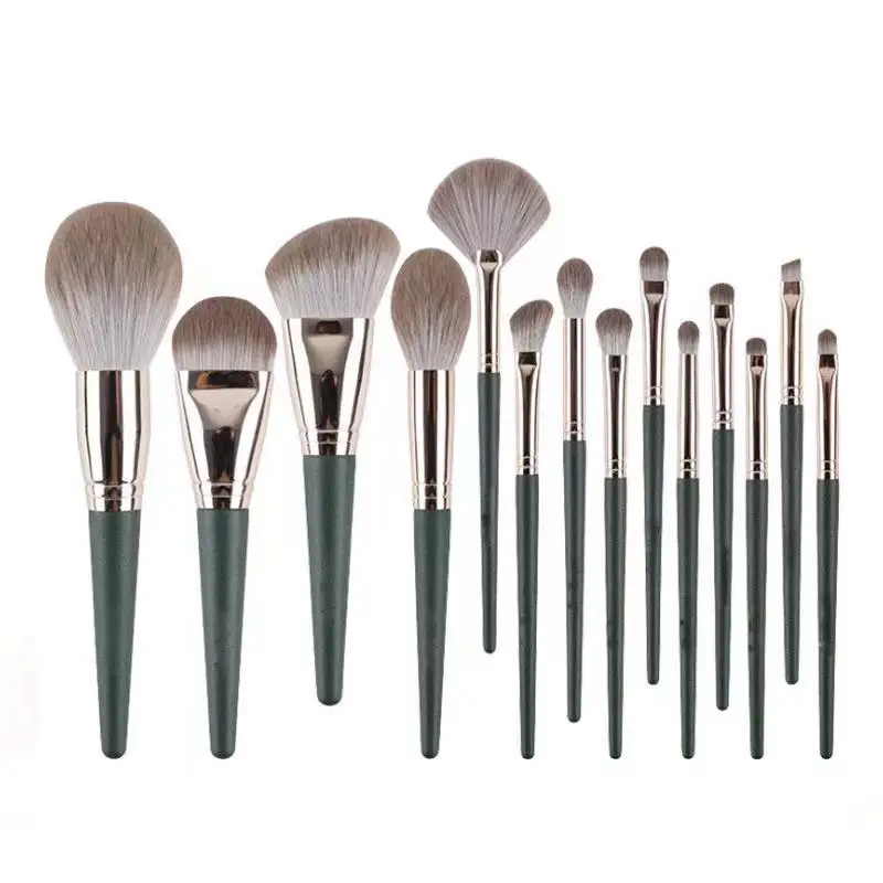 14 Pcs Makeup Brushes Set Bristles Super Soft For Cosmetic Foundation Loose Powder Lip Blush Eye Shadow Wood Make Up Brush Tools
