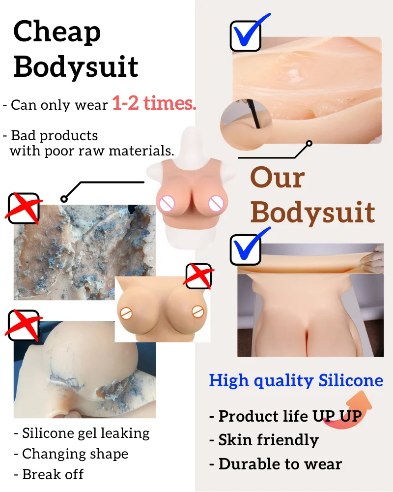 Silicone Female Cyberskin Body Suit One-Piece Tight Zentai CD TD Transgender Pussy Breast Form Crossdresser