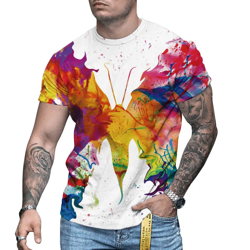 2022 T Shirt Hip Hop 3D Graphic Bodybuild T Shirt Custom Logo Streetwear Men Bulk Blank T-shirts