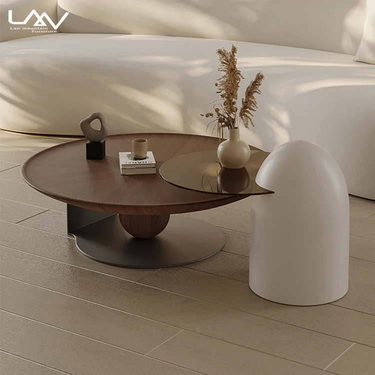 Solid Wooden Frame With Metal Base Simple Nordic Coffee Table Set Italian Modern Living Room Hotel Villa Center Table Furniture