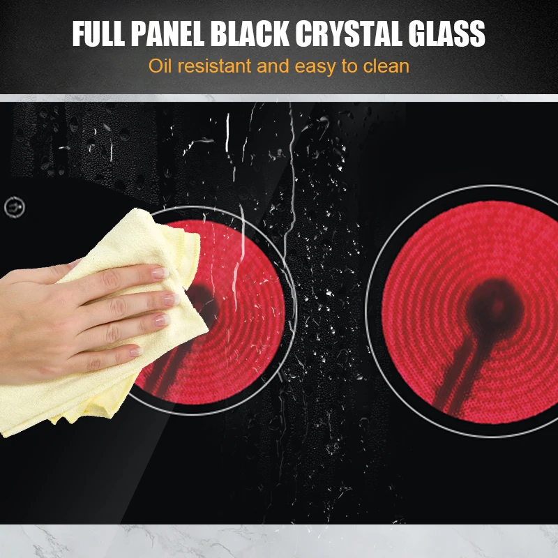 3000W Built-in Induction Hob Double 2 Burner Cooker Ceramic Infrared Cooker