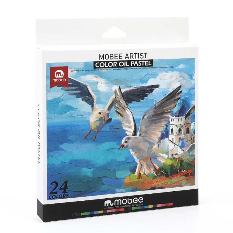 Mobee P-3412/24 Professional non toxic 24 vivid colors oil pastel set factory wholesale oil pastel set for painting beginner