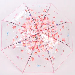 Buy Paraguas Manual folding umbrella Logo Customized Eco friendly Clear POE Clear Transparent Wholesale Cheap