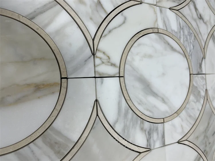 GOLDTOP Flooring 100% Natural Calacatta Gold Marble Mosaic Medallion Tiles For Hospitality Projects Floor Cover
