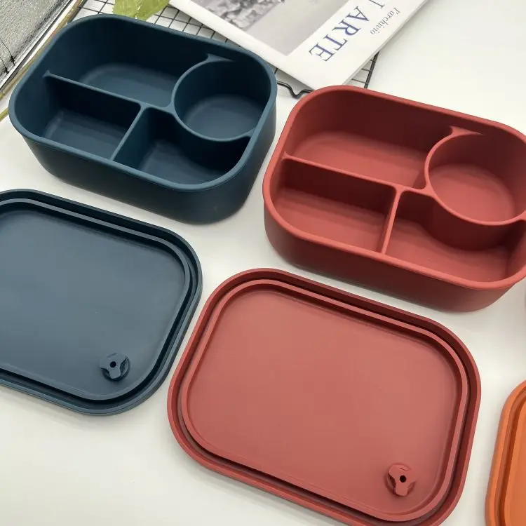 OEM ODM New Food-grade Silicone Lunch Box Wholesale Microwave Heating Fresh Storage Box Compartment Sealed Bento Lunch Box