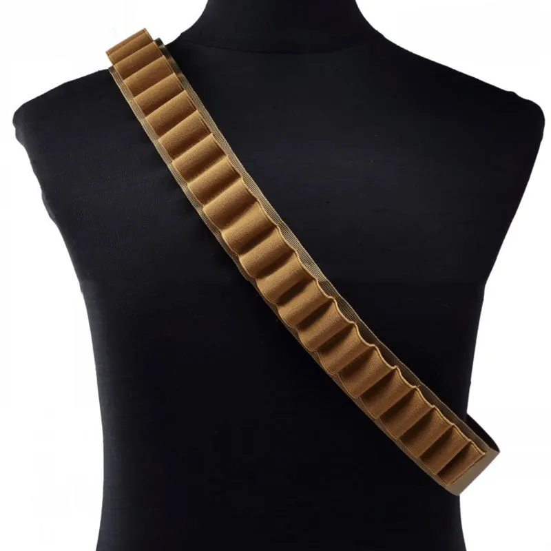 Hunting Tactical Concealed Leather Canvas Heavy Duty Adjustable Ammo Case Bandolier Shell Cartridge Holders 12G Bullet Belt