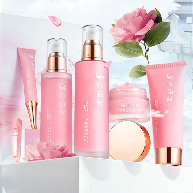 Private Label Pink Vegan Hydration 11-Piece Skincare Set Hydrating Anti-Aging Camellia Professional Facial Care Gift Set