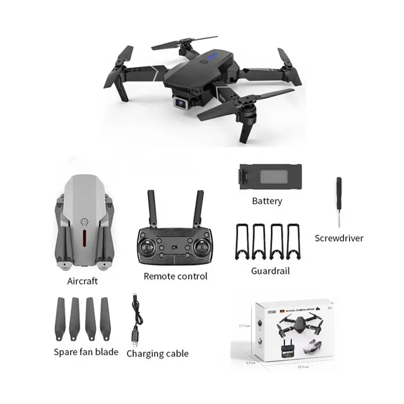 Newest E88 Professional selfie drone 4K HD  camera long range  positioning remote control drone kid adult flying toys