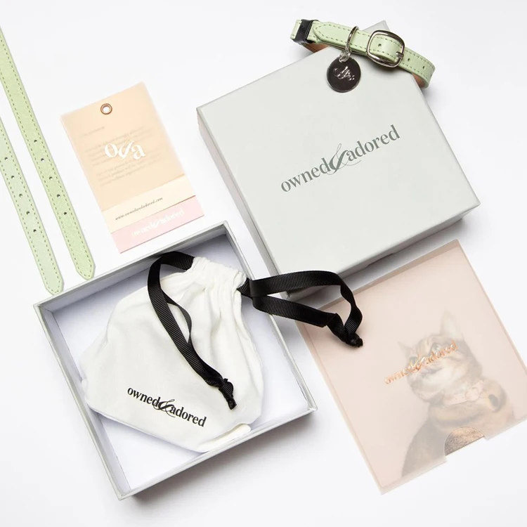 Custom Personalized Logo Luxury Accessory Retail 2 Piece Lid And Base Box Wallet Belt Dog Collar Gift Packaging