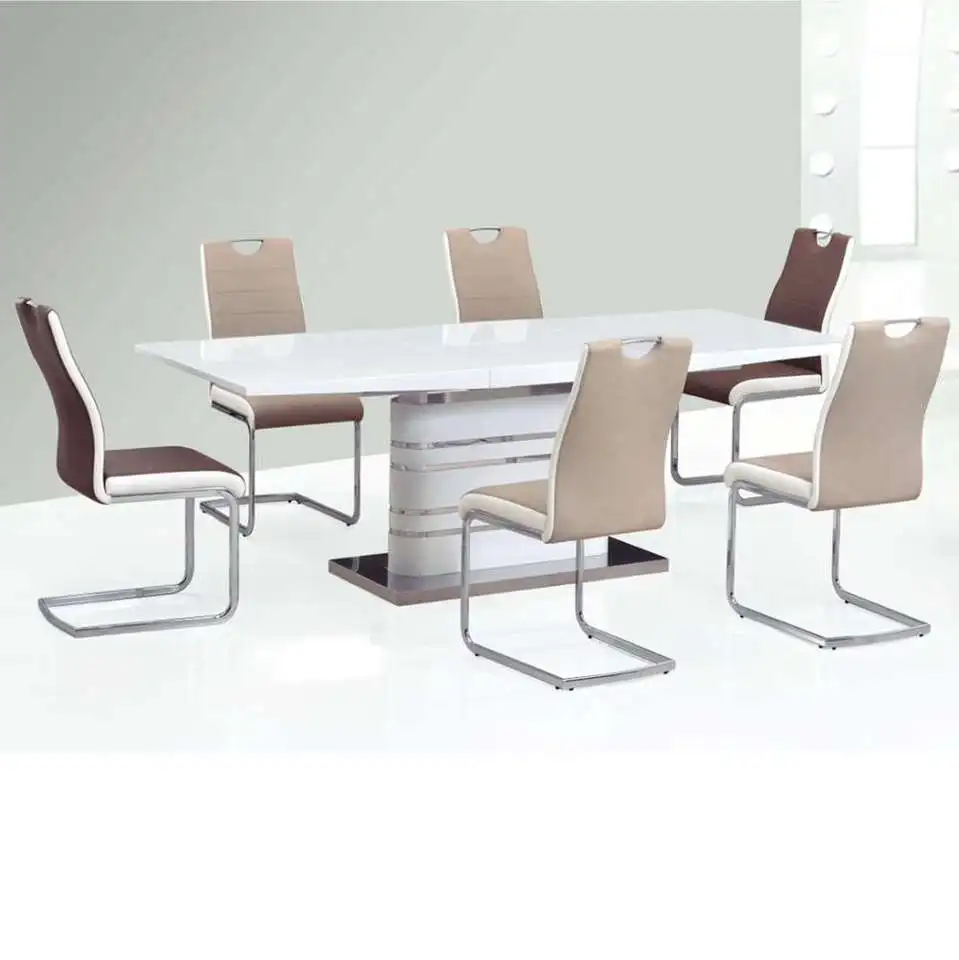 Best Selling Simple Durable Kitchen Room Furniture Table High Gloss Wooden Extendable Dining Table