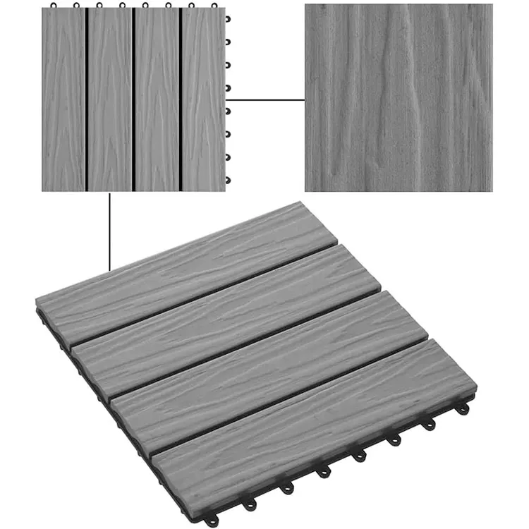 Engineered Wood Plastic Composite Outdoor Wpc Decking Tiles Flooring Panel