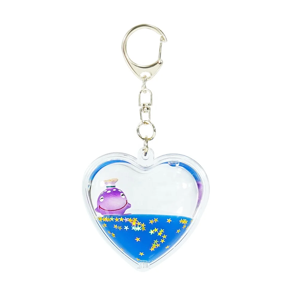 Heart Liquid Gifts Water Glitter Girls Toy Key Holder Floating Marine Lift Keyring Quicksand Wristlet Bracelet Charms Keychain